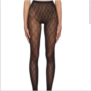 Gucci Sheer Black Logo Tights (M)